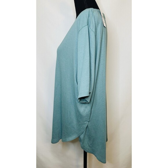 L.L. Bean Pima Cotton ReStore Short Sleeve Top Sea Pine Shirt‎ Women's XL NWT - Picture 2 of 11